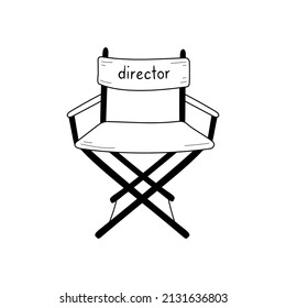 Movie director chair doodle line icon. Film director chair isolated doodle drawing element. Vector illustration