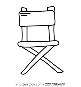 Movie director chair doodle line icon. Film director chair isolated doodle drawing element. Vector illustration