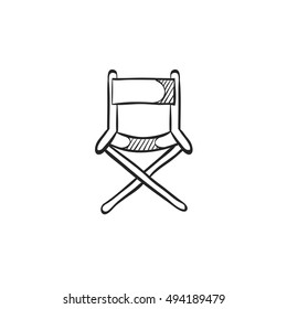 Movie director chair icon in doodle sketch lines. Industry entertainment Hollywood cinema