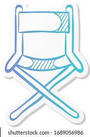 Movie director chair icon in sticker color style. Industry entertainment Hollywood cinema