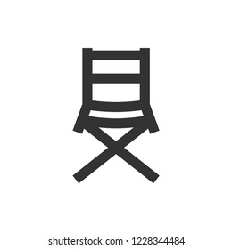 Movie director chair icon in thick outline style. Black and white monochrome vector illustration.