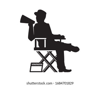 Movie Director Illustration with Silhouette Style