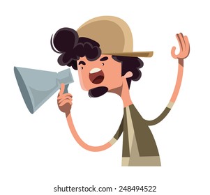 Movie director yelling cut vector illustration cartoon character