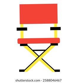 Movie Director's chair minimalist flat drawing. Cinema themed element suitable for posters, stickers or branding.