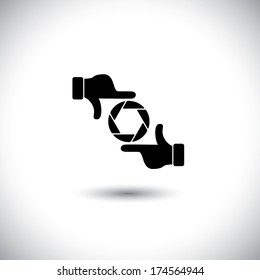 movie director's hand gesture of process of movie production. This vector graphic is a simple vector representation of framing a photo or video, film making, director's vision, motion picture making