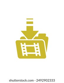 Movie download icon logo design template