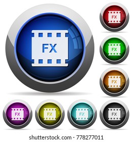 Movie effects icons in round glossy buttons with steel frames