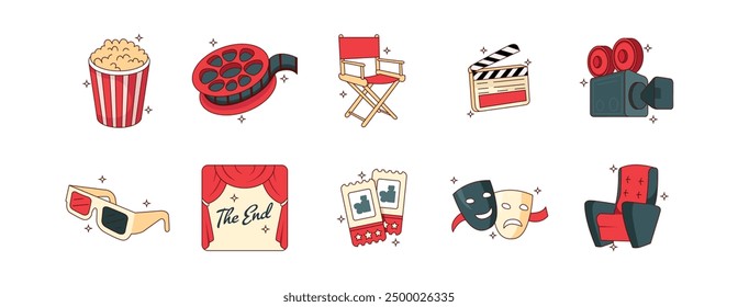 Movie Element Vector Set, Cinema Vector Set, Media Vector Set