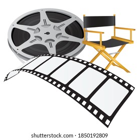 Elementos de película aislados en fondo blanco 