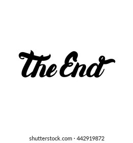 Movie ending hand written lettering The End. Beautiful typography. Vector illustration.