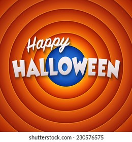 Movie ending screen with Happy Halloween label. Vector