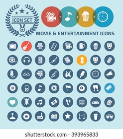 Movie and entertainment icon set design,clean vector