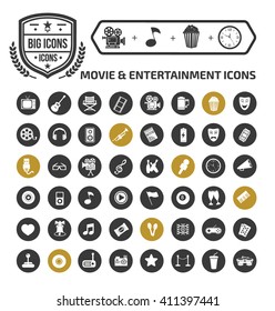 Movie and entertainment icon set,vector