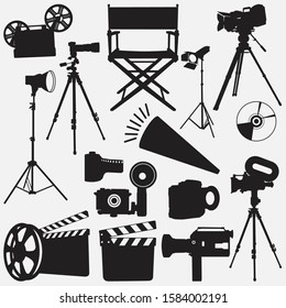 Movie Equipment Design Vector Silhouette