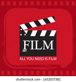 Movie festival poster for your design. Cinema flyer. Movie industry graphic illustration with clapperboard.