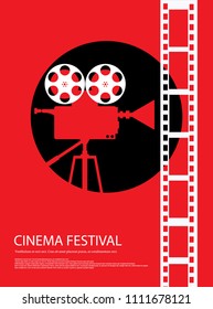 Movie and film abstract modern poster background.Retro cinema festival poster. Design element template can be used for advertising, backdrop, publication, publication, leaflet. Vector illustration.