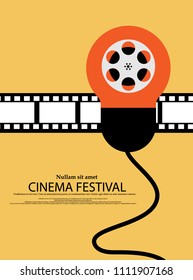 Movie and film abstract modern poster background. Retro cinema festival poster. Design element template can be used for advertising, backdrop, publication, publication, leaflet. Vector illustration.