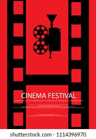 Movie and film abstract modern poster background.Retro cinema festival poster. Design element template can be used for advertising, backdrop, publication, publication, leaflet. Vector illustration.