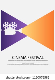 Movie and film abstract modern poster background.Retro cinema festival poster. Design element template can be used for advertising, backdrop, publication, publication, leaflet. Vector illustration.