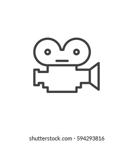 Movie film camera line icon, outline vector sign, linear style pictogram isolated on white. Symbol, logo illustration. Editable stroke. Pixel perfect