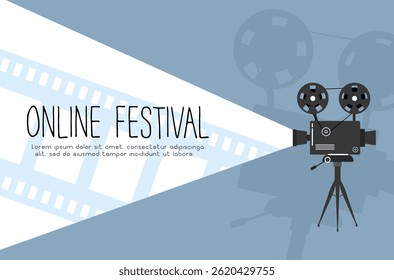 Movie film cinema camera reel projector vector poster icon video theater retro vintage frame show picture presentation creative art entertainment technology operator mechanical illustration