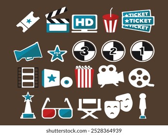 Movie Film Cinema Icons Set