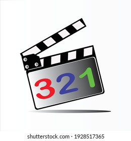 Movie Film clapper board. Filmmaking or video movie, cinematography device, film production