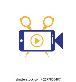 Movie film editor vector logo design. Video editing logo concept.