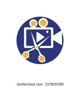 Movie film editor vector logo design. Video editing logo concept.