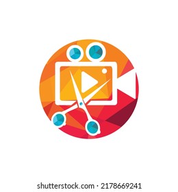 Movie film editor vector logo design. Video editing logo concept.