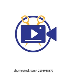 Movie film editor vector logo design. Video editing logo concept.	
