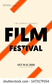 Movie and film festival poster modern vintage retro style. Graphic design template can be used for background, backdrop, banner, brochure, leaflet, flyer, print, publication, vector illustration