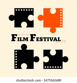 Movie and film festival poster modern vintage retro style. Graphic design template can be used for background, backdrop, banner, brochure, leaflet, flyer, print, publication, vector illustration