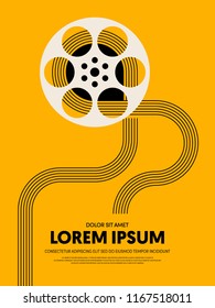 Movie and film festival poster template design modern retro vintage style. Can be used for background, backdrop, banner, brochure, leaflet, publication, vector illustration