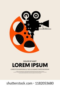 Movie and film festival poster template design modern retro vintage style. Can be used for background, backdrop, banner, brochure, leaflet, publication, vector illustration