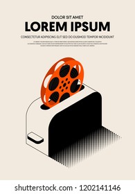 Movie and film festival poster template design modern retro vintage style. Can be used for background, backdrop, banner, brochure, leaflet, advertisement, publication, vector illustration