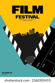 Movie and film festival poster template design background modern vintage retro style. Design element can be used for backdrop, banner, brochure, leaflet, flyer, print, publication, vector illustration