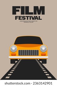 Fondo de diseño de plantillas de afiches para el festival de cine y cine estilo retro vintage moderno. El elemento de diseño se puede utilizar para el fondo, el banner, el folleto, el volante, la impresión, la publicación, la ilustración vectorial