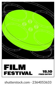 Movie and film festival poster template design background modern vintage retro style. Design element can be used for backdrop, banner, brochure, leaflet, flyer, print, publication, vector illustration
