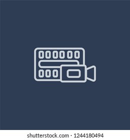 Movie Film icon. Trendy flat vector line Movie Film icon on dark blue background from Cinema collection. 
