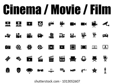 Movie and film icons set - Cinema icon set. Flat vector illustration