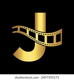 Movie film Logo combine with letter J vector template