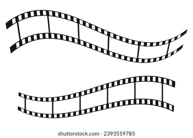 Movie film long strip, cinema or photograph camera long film strip, filmstrip roll frame vector illustration.
