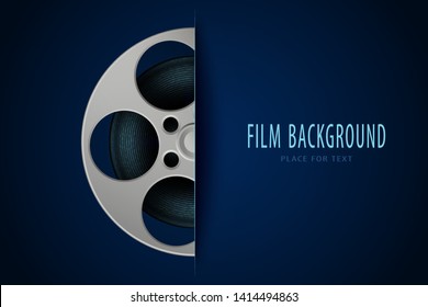 Movie and film modern background with place for your text. Film stripe reel design element for backdrop, brochure, leaflet, publication. Cinema poster template. Vector illustration. EPS 10