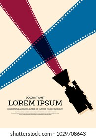 Movie and film modern retro vintage poster background, design element template can be used of backdrop, brochure, leaflet, publication, vector illustration