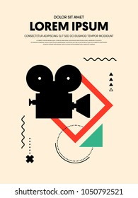 Movie and film modern retro vintage poster background. Design element template can be used for backdrop, brochure, leaflet, publication, vector illustration