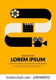 Movie and film modern retro vintage poster background. Design element template can be used for backdrop, brochure, leaflet, publication, vector illustration