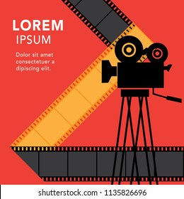 Movie and film modern retro vintage poster background. Design element template can be used of backdrop, brochure, leaflet, vector illustration