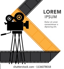 Movie and film modern retro vintage poster background. Design element template can be used of backdrop, brochure, leaflet, vector illustration