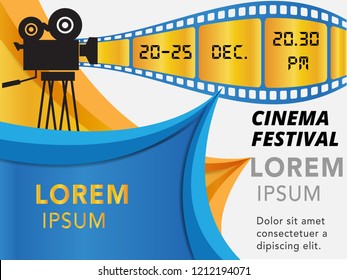Movie and film modern retro vintage poster background. Design element template can be used of backdrop, brochure, leaflet, vector illustration